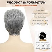 economico parrucca più vecchia-parrucca grigia corta riccia, parrucca ondulata grigio chiaro per donne bianche, parrucca sintetica grigio argento con frangia, parrucca cosplay da vecchia nonna riccia e gonfia per donne
