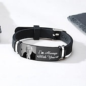 preiswerte Erinnerungsgeschenk-Personalisiertes Foto-Gedenkarmband mit individueller Gravur, Herrenarmband, Beileidsgeschenke für den Verlust geliebter Menschen, ich bin immer bei dir