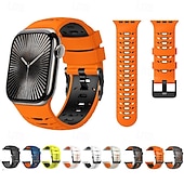 olcso Apple óraszíjak-sportszíj, kompatibilis az Apple Watch 42mm 44mm 45mm 49mm-es szíjával, strapabíró, kétszínű fémkapocsos szilikon szíj, csere csuklópánt az iWatch Ultra 2 sorozathoz, 9, 8, 7, SE, 6, 5, 4, SE-hez
