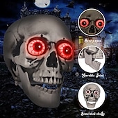 levne Halloween-Mluvící lebky na Halloween - rozsvícená halloweenská dekorace s červenými očima a lebkami, sváteční halloweenské dekorace s červenými očima na párty