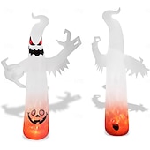 economico Halloween all&#039;Aperto-1 lampada gonfiabile da 2,4 m/8 piedi con striscia luminosa bianca a forma di fiamma per Halloween, modello ad aria, per interni ed esterni, cortile, giardino, prato, atmosfera di festa, spina