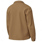 preiswerte Lässige Jacken-Herren Leichte Jacke Hemdjacke Formell Heim Tragbar Knopf vorne Frühling Herbst Winter Einfarbig Aktiv Vintage Umlegekragen Regulär Schwarz Weiß Khaki Grau Jacken