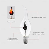 economico Lampadine decorative-lampadine a incandescenza stile tremolante e14/e27, lampadine a candela, lampade a candela di Halloween, lampadine a effetto fiamma a LED