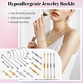 abordables Arts, artisanat et couture-22 fermoirs magnétiques pour bijoux et rallonges de collier, tailles et styles assortis, dorés &amp;rallonges de chaîne magnétiques argentées pour colliers et bracelets DIY