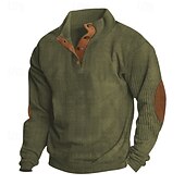 economico Felpe di base-Per uomo Maglia Velluto a coste Felpa con cappuccio Maglione Felpa con cappuccio abbottonata Aalbicocca Blu denim Nero Bianco Verde militare Colletto Mao Semplice Patchwork Sport &amp; Outdoor Casuale