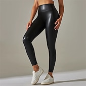 ieftine Jambiere simple-Pentru femei Pantaloni Jambiere Șic Stradă Casual Lungime totală Talie Inaltă Simplu Talie elastică Comfortabil Stradă Concediu Purtare Zilnică Negru Toamnă Fit regulat