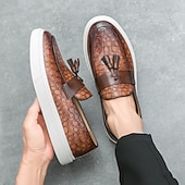 preiswerte Freizeit-Loafer-Braune Herren-Loafer mit Krokodilmuster und Quasten – luxuriöse Slipper für Business, Abendpartys und formelle Anlässe
