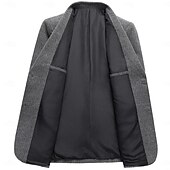 abordables Blazer-Homme Veste blazer Blazer en Tweed Col cranté Léger Couleur Unie Blazer Kaki Grise Coupe sur mesure à boutonnage simple à 2 boutons
