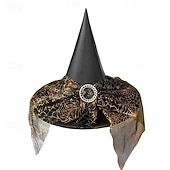 economico Costumi di Halloween per bambine-Bambini Ragazze Cappelli e berretti Dolce Feste Halloween cappello Patchwork Argento Nero