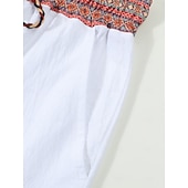 baratos Feriado-Homens Calças de linho Calças Calça verão Calças largas Calça Boho Com Cordão Patchwork Cintura elástica Tecido Conforto Respirável Comprimento total Ao ar livre Casual Diário Moda Estilo Clássico