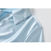 Χαμηλού Κόστους Επίσημες Μπλούζες-Γυναικεία Κομψή Φιλάρεσκος Σατέν Μπλούζα Ντυτές μπλούζες Σκέτο Καθημερινά Στυλάτο Βασικό Μακρυμάνικο Κολάρο Πουκαμίσου Κανονικά μπλουζάκια Καθημερινά Δουλειά Αργίες Θαλασσί Μαύρο Χακί Άνοιξη Φθινόπωρο