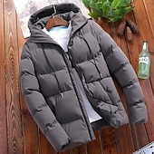 abordables Plumas y parkas de hombre-Hombre Abrigo de invierno Chaqueta acolchada Bolsillo Algodón Vacaciones Ropa Cotidiana Cita Regular Moda Casual Cómodo Mantiene abrigado Invierno Color sólido/liso Gris oscuro Vino Negro Azul Marino