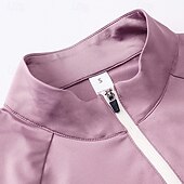 tanie Topy do jogi-Damskie Koszula treningowa Top do jogi Kołnierz stawiany Szybkie wysychanie Zamek błyskawiczny ćwierć Długi rękaw Sport Jednokolorowe Top Dla Siłownia Obuwie sportowe Sportowy Odzież sportowa