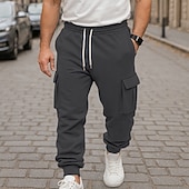 economico Carico-Per uomo Pantaloni da Tuta Cargo Pantaloni da tuta Pantaloni in Pile Joggers Pantaloni Coulisse Elastico in vita Multi-tasche Semplice Traspirante Lunghezza intera Casuale Quotidiano All'aperto Moda