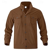 preiswerte Lässige Jacken-Herren Leichte Jacke Cordjacke Freizeitjacke Urlaub Täglich Atmungsaktiv Tasche Frühling Herbst Einfach Mode Klassisch Revers Regulär Schwarz Braun Hellgrau Armeegrün Aprikose Jacken