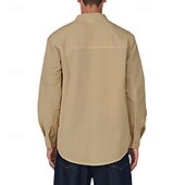 economico camicia da uomo con bottoni-Per uomo Camicia Camicia Estiva Camicia casual Camicia da Spiaggia Camicia con Bottoni Nero Bianco Kaki Azzurro Manica Lunga A righe Colletto alla coreana Vacanza Camicia hawaiana Abbigliamento
