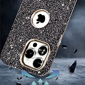 זול נרתיקים לאייפון-טלפון מגן עבור iPhone 16 15 14 Pro Max Plus 13 Pro Max כיסוי אחורי תמיכה בטעינה אלחוטית בלינג גליטר מבריק עמיד בזעזועים רטרו TPU PC
