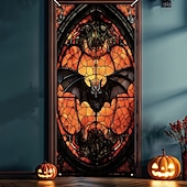 billige Halloween dørdeksler-Halloween Dørdeksel Utendørs bannere Gresskar Flaggermus 3D Psykekdelisk Party Utendørs Bakgrunner for skyting Inngangsdør Veggveranda Dekorasjoner Vegg Dør Bakgrunn