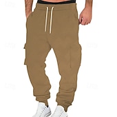 cheap Cargo-Men's Sweatpants Joggers Trousers Jacquard Drawstring Pocket Plain Comfort Daily Sports Outdoor Fashion Casual White Wine Micro-elastic