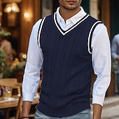 abordables Gilet pull-Homme Pull de Noël Chandails de Noël Pull Gilet pull de Noël Robe pull Côtelé Torsadé Tricoter Hauts Réguliers Tricoté Uni Col en V Mode Occasionnel Vacances Tenue quotidienne Vêtement Tenue Automne