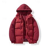 billiga Herrdunjackor och -parkas-Herr Vinterkappa Pufferjacka Vadderad jacka Ficka Polyester Semester Dagliga kläder Datum Normal Mode Ledigt Bekväm Håller värmen Vinter Enfärgad / vanlig färg Svart Vit Ljusgrön Röd Pufferjacka