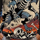 billiga Pojkes Halloween kostymer-Halloween Pojkar 3D Tecknat Dödskalle Dinosaurie T-shirt Långärmad Vår Höst Mode Grundläggande Barn 4-12 år Rund hals Utomhus Ledigt Dagligen Normal