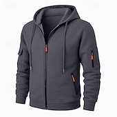 abordables Sudadera Táctica-Hombre Sudadera Sudadera con capucha y cremallera completa Sudadera con capucha de lana Sudadera táctica con capucha Negro Azul Marino Caqui Gris Claro Gris Oscuro Con Capucha Plano Cremallera