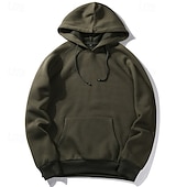 baratos hoodies básicos dos homens-Homens Moletom Moletom de lã Adamascado Preto Branco Amarelo Verde Tropa Com Capuz Tecido Com Cordão Bolsos Desportos e Ar livre Diário Feriado Poliéster Roupa de rua Básico Casual Outono Inverno