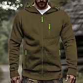 preiswerte Basic-Hoodies für Herren-Herren Kapuzensweatshirt Vollreißverschluss-Kapuzensweatshirt Schwarz Weiß Wein Armeegrün Marineblau Mit Kapuze Einfach Reißverschluss Tasche Sport &amp; Outdoor Täglich Ferien Polyester Streetwear Basic