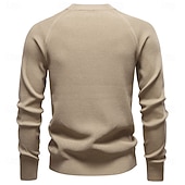 billige Herre Elite Genser og Cardigans-Herre Pullover genser Vaffelstruktur Strikke Crewneck عادي Crew-hals Årgang Kul Skole Feriereise Klær Raglan Ermer Vår Høst Mørk Marineblå Kakifarget S M L