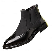 billiga Chelsea stövlar-herr chelseaboots med vingspetsbrogue - klassiska business casual ankelboots för kontor och vardagsbruk