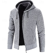 preiswerte Herren Strickjacke-Herren Pullover Kleid Pullover Strickjacke Reißverschluss-Pullover Strickpullover Gerippt Stricken Normale Oberteile Gestrickt Gerippt Einfach Mit Kapuze Mode Schals Geschäft Lässig Bekleidung Herbst
