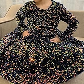 preiswerte Halloweenkostüme für Mädchen-Kinder Mädchen Partykleid Einfarbig Langarm Leistung Netz Prinzessin Süß Netzstoff Knöchellang Etui-Kleid Tüllkleid Sommer Frühling Herbst Kinder Schwarz Weiß Wein