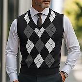 preiswerte Herrenpullover-Herren Pullover Pullunder Gerippt Stricken Normale Oberteile Gestrickt Schmale Passform Einfach Rundhalsausschnitt Strickware Zeitgenössisch Lässig Alltagskleidung Bekleidung Herbst Schwarz Marineblau
