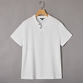 olcso Alkalmi Henley póló-Férfi Henley ing Tee Top Sima V-alakú Utca Vakáció Rövid ujjú Ruházat Divat Dizájn Alap
