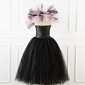 levne Dívčí halloweenské kostýmy-dětské dívčí cosplay šaty, cosplay šaty na zakázku, párty šaty s dlouhým rukávem, jednobarevné, párty na vystoupení, halloweenské párty, síťované, gotické, halloweenské, maxi šaty na zakázku, swingové