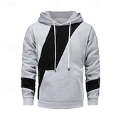 abordables Sudadera con capucha de vellón-Hombre Sudadera Sudadera Con Capucha Sudadera con capucha de lana Sudadera con capucha forrada de polar Negro Caqui Beige Gris Con Capucha Plano Retazos Bloque de Color Deporte Casual Diario Ropa de