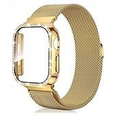 olcso Apple óraszíjak-Milánói hurok Kompatibilis valamivel Apple Watch óraszíj 38mm 40mm 41mm 42mm 44mm 45mm 49mm Case-szal Csillogás Bling Diamond Rozsdamentes acél Csere óraszíj mert iwatch Ultra 2 Series 9 8 7 SE 6 5 4