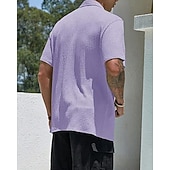 economico camicia da uomo con bottoni-Per uomo Camicia Camicia Estiva Camicia casual Camicia da Spiaggia Camicia con Bottoni Marrone Scuro Nero Bianco Verde chiaro Rosa Manica Corta Semplice Bavero Vacanza Camicia hawaiana Abbigliamento