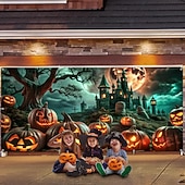 abordables Housse de Porte de Garage Halloween-Couverture de porte de garage Grande suspension Potiron Punk gothique sombre Soirée Outdoor Arrière-plans de prise de vue Yard Maison hantée Décoration d&#039;intérieur