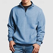 economico Felpa con cappuccio in pile-Per uomo Maglione Felpa con cappuccio in pile Felpa con zip corta Felpa con cappuccio foderata in pile Nero Bianco Rosa Blu marino Blu Colletto Mao Semplice Sport &amp; Outdoor Casuale Quotidiano
