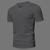 billiga grundläggande t-shirts-Herr T-shirt i bomullsblandning Kortärmad Kort ärm V-hals Sommar Alla årstider Ensfärgat Slät Designer Grundläggande Modernt Modernt V-ringad Semester Gata Ledigt Svart Vit Grön Topp t-shirt för män