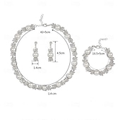 お買い得  ジュエリーセット-ジュエリーセット 3 ホワイト 真珠 クロム 1×ブレスレット イヤリング ネックレス 女性用 エレガント ヴィンテージ ファッション ビンテージ クラシック ジュエリーセット 用途 結婚式 パーティー 結婚式のゲスト