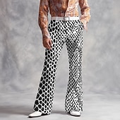 お買い得  メンズプリントカジュアルパンツ-男性用 スネークスキン調 ディスコパンツ 60年代 70年代 ベルボトム ミディアムウエスト ヴィンテージレトロ アウトドア バケーション パーティー サイドポケット フレアレッグパンツ 春 秋 3Dプリント ブラック ホワイト ゴールド