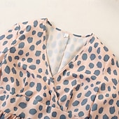cheap Daily Family Matching-Mommy and Me Dresses Polka Dot Street Print Khaki Long Sleeve Midi Active Matching Outfits