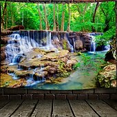 Недорогие Настенные гобелены-гобелен Одеяло Гобелены 森林 3D Спальня Гостиная Общежитие Украшения Стена Дверь Фон