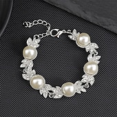 お買い得  ジュエリーセット-ジュエリーセット 3 ホワイト 真珠 クロム 1×ブレスレット イヤリング ネックレス 女性用 エレガント ヴィンテージ ファッション ビンテージ クラシック ジュエリーセット 用途 結婚式 パーティー 結婚式のゲスト