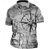 baratos polo masculino plus size-Homens Tamanho Grande Camiseta Polo Grande e Alto Estampas Abstratas Aberto para a Lateral Imprimir Manga Curta Primavera Verão Esportes Moda Roupa de rua Designer Ao ar livre Rua Blusas