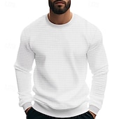 abordables Sudaderas Básicas_-Hombre Sudadera Sudadera con estampado de gofres Sudadera Con Capucha Pull-over Negro Blanco Verde Ejército Caqui Gris Cuello Barco Plano Con Texturas Deporte Casual Diario Ropa de calle Fresco Ropa