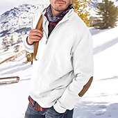 abordables Sudaderas Básicas_-Hombre Sudadera Sudadera Con Capucha Pull-over Sudadera con un cuarto de cremallera Albaricoque Negro Blanco Amarillo Verde Ejército Cuello Mao Plano Retazos Deporte Casual Diario Ropa de calle